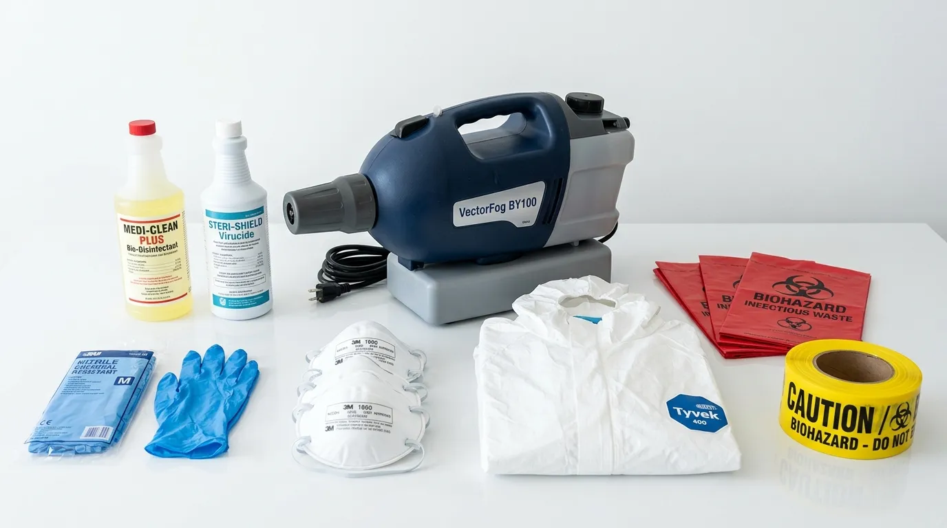 Professional biohazard remediation crew working in Mendham